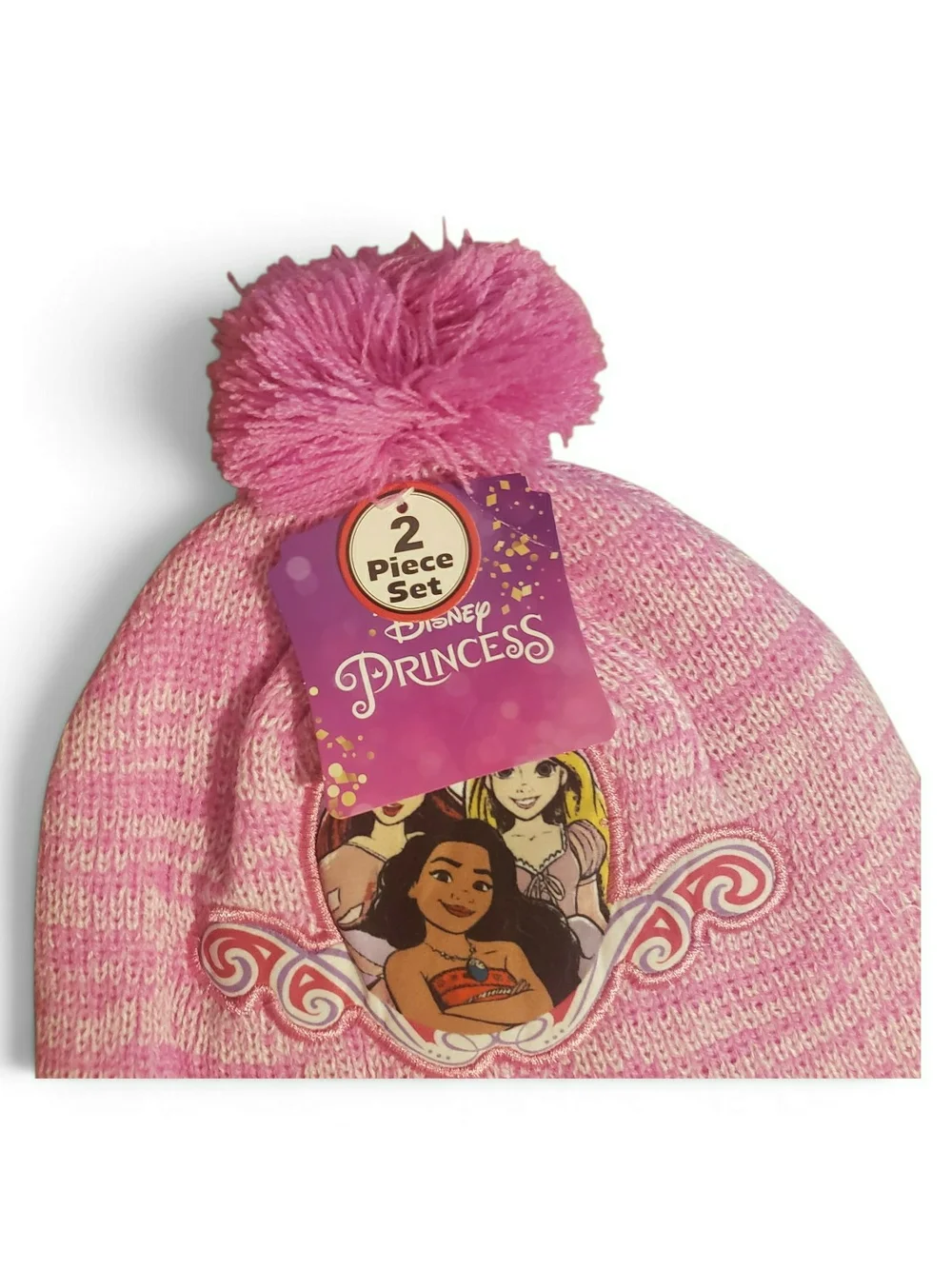 Disney Princess girls' age 2-4 winter earflap beanie/mitten set. New